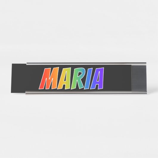 ファーストネーム「MARIA」:おもしろいレインボーカラーリング デスクネームプレート (正面)