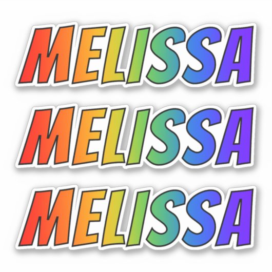 ファーストネーム「MELISSA」(レインボーカラー付き/おもしろい) シール (正面)