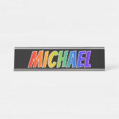 ファーストネーム「MICHAEL」:おもしろいレインボーカラーリング デスクネームプレート (正面)