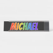 ファーストネーム「MICHAEL」:おもしろいレインボーカラーリング デスクネームプレート (正面)