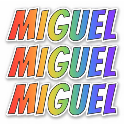 ファーストネーム「MIGUEL」(レインボーカラー付きおもしろい) シール (正面)