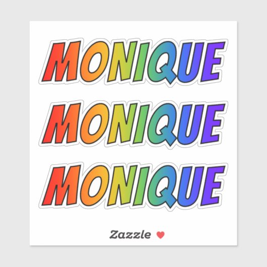 ファーストネーム「MONIQUE」とおもしろいレインボーカラーリング シール (シート)