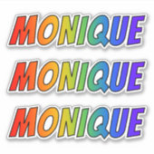 ファーストネーム「MONIQUE」とおもしろいレインボーカラーリング シール (正面)