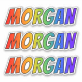 ファーストネーム「MORGAN」(おもしろい・レインボー・カラーリング付き) シール (正面)