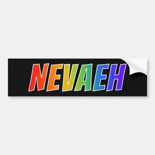 ファーストネーム「NEVAEH」:おもしろいレインボーカラーリング バンパーステッカー (正面)