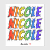 ファーストネーム「NICOLE」、おもしろいレインボーカラー シール (シート)