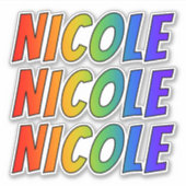 ファーストネーム「NICOLE」、おもしろいレインボーカラー シール (正面)