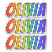 ファーストネーム「OLIVIA」、おもしろいレインボーカラー シール (正面)