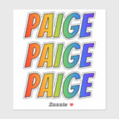 ファーストネーム「PAIGE」(レインボーカラー付きおもしろい) シール (シート)