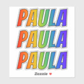 ファーストネーム「PAULA」、おもしろいレインボーカラーリング シール (シート)
