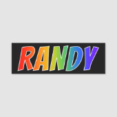 ファーストネーム「RANDY」:おもしろいレインボーカラーリング 名札 (正面)