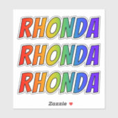 ファーストネーム「RHONDA」、おもしろいレインボーカラーリング シール (シート)