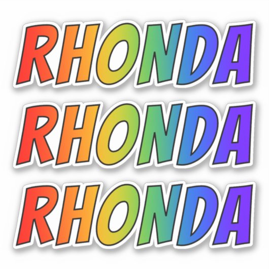 ファーストネーム「RHONDA」、おもしろいレインボーカラーリング シール (正面)