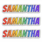 ファーストネーム「SAMANTHA」(レインボーカラー付き/おもしろい) シール (正面)