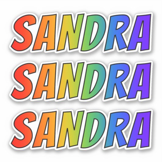 ファーストネーム「SANDRA」、おもしろいレインボーカラー シール (正面)