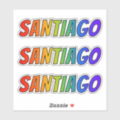 ファーストネーム「SANTIAGO」(おもしろいレインボーカラー付き) シール (シート)