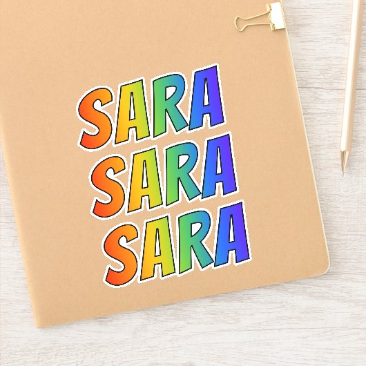 ファーストネーム「SARA」、おもしろいレインボーカラーリング シール (ノートブック)