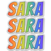 ファーストネーム「SARA」、おもしろいレインボーカラーリング シール (正面)