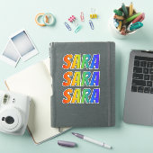 ファーストネーム「SARA」、おもしろいレインボーカラーリング シール (iPadカバー)