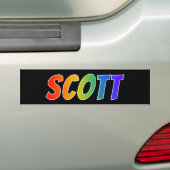 ファーストネーム「SCOTT」:おもしろいレインボーカラーリング バンパーステッカー (車上)