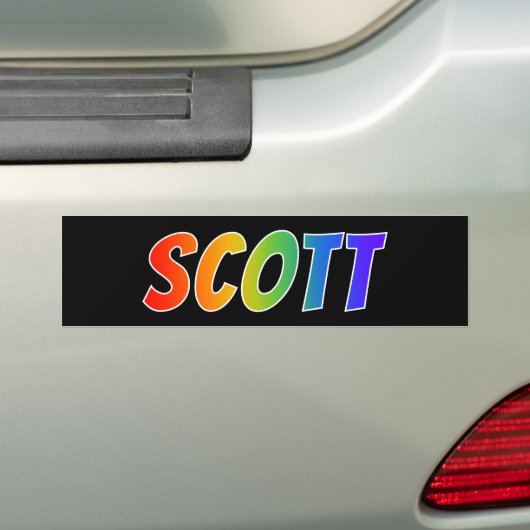 ファーストネーム「SCOTT」:おもしろいレインボーカラーリング バンパーステッカー (車上)