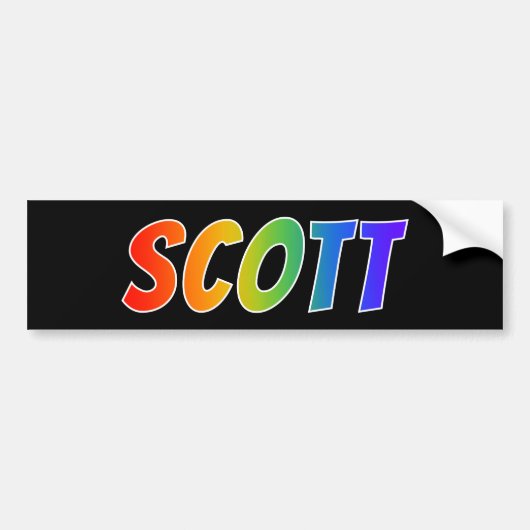 ファーストネーム「SCOTT」:おもしろいレインボーカラーリング バンパーステッカー (正面)