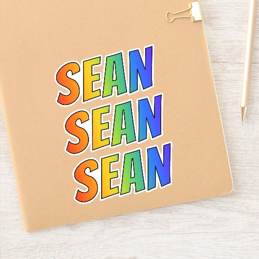 ファーストネーム「SEAN」、おもしろいレインボーカラー付き シール (ノートブック)