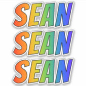 ファーストネーム「SEAN」、おもしろいレインボーカラー付き シール (正面)