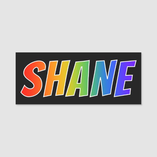 ファーストネーム「SHANE」:おもしろいレインボーカラーリング 名札 (正面)