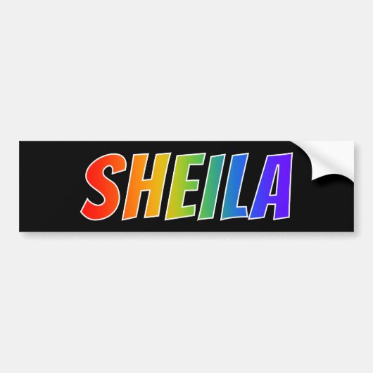 ファーストネーム「SHEILA」:おもしろいレインボーカラーリング バンパーステッカー (正面)