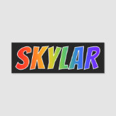 ファーストネーム「SKYLER」:おもしろいレインボーカラーリング 名札 (正面)