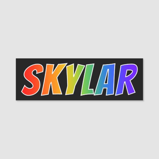 ファーストネーム「SKYLER」:おもしろいレインボーカラーリング 名札 (正面)