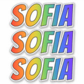 ファーストネーム「SOFIA」、おもしろいレインボーカラーリング シール (正面)
