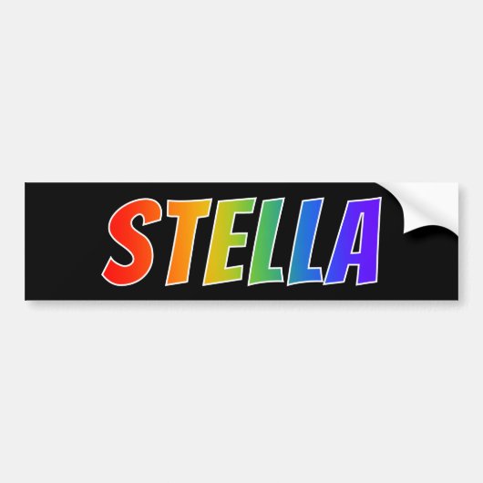 ファーストネーム「STELLA」:おもしろいレインボーカラーリング バンパーステッカー (正面)