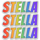 ファーストネーム「STELLA」(レインボーカラー付き/おもしろい) シール (正面)