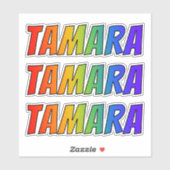 ファーストネーム「TAMARA」、おもしろいレインボーカラーリング シール (シート)