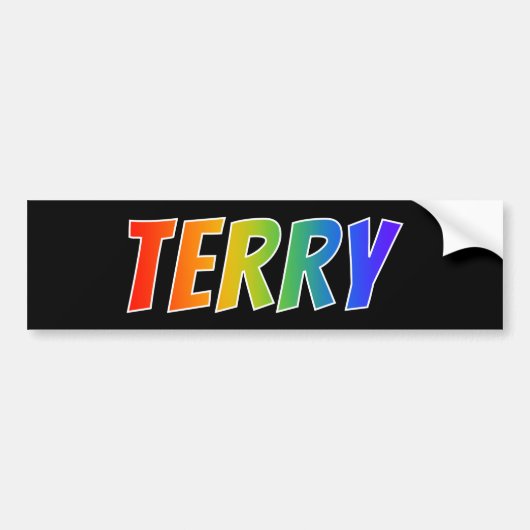 ファーストネーム「TERRY」:おもしろいレインボーカラーリング バンパーステッカー (正面)
