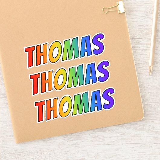 ファーストネーム「THOMAS」(おもしろい・レインボー・カラーリング付き) シール (ノートブック)