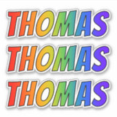 ファーストネーム「THOMAS」(おもしろい・レインボー・カラーリング付き) シール (正面)