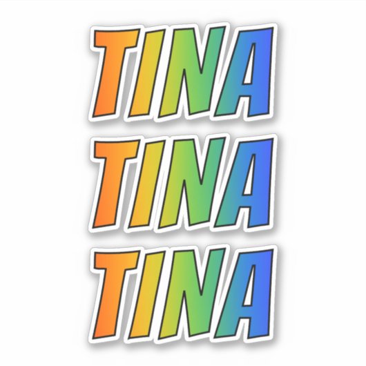 ファーストネーム「TINA」、おもしろい・レインボー・カラーリング シール (正面)