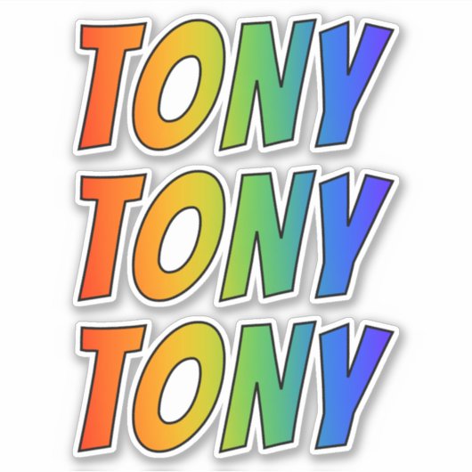 ファーストネーム「TONY」、楽しいレインボーカラーリング シール (正面)