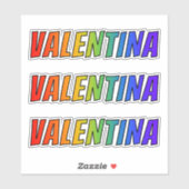 ファーストネーム「VALENTINA」(おもしろいレインボーカラー付き) シール (シート)