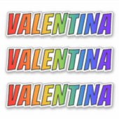 ファーストネーム「VALENTINA」(おもしろいレインボーカラー付き) シール (正面)
