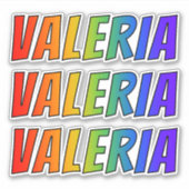 ファーストネーム「VALERIA」(おもしろいレインボーカラー付き) シール (正面)