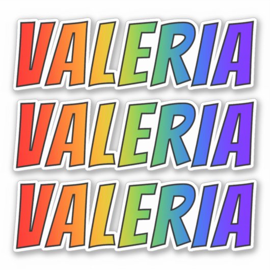 ファーストネーム「VALERIA」(おもしろいレインボーカラー付き) シール (正面)