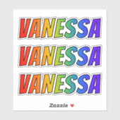 ファーストネーム「VANESSA」(レインボーカラー付き/おもしろい) シール (シート)