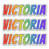 ファーストネーム「VICTORIA」(おもしろい・レインボー・カラーリング付き) シール (正面)
