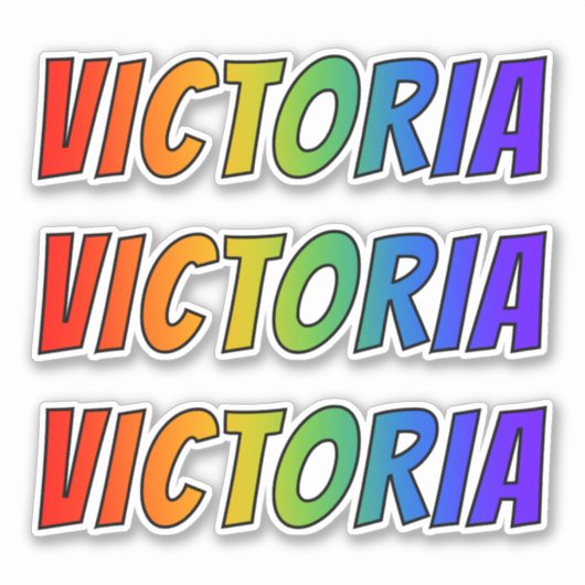 ファーストネーム「VICTORIA」(おもしろい・レインボー・カラーリング付き) シール (正面)