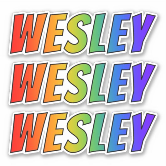 ファーストネーム「WESLEY」(おもしろい・レインボー・カラーリング付) シール (正面)