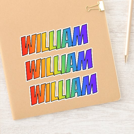 ファーストネーム「WILLIAM」(レインボーカラー付きおもしろい) シール (ノートブック)